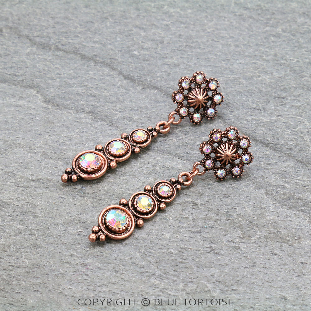 Western Stone with Concho Stud Earrings