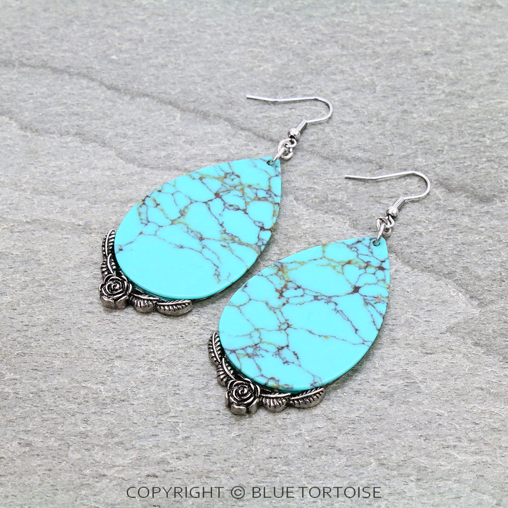 Western Stone Teardrop Dangle Earrings