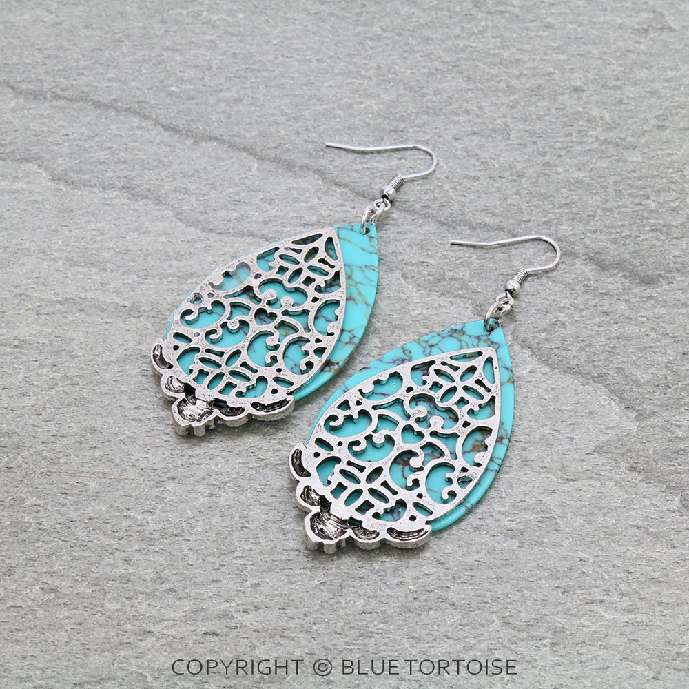 Western Stone Teardrop Dangle Earrings - Image 3