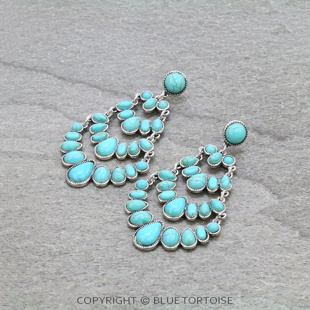 Western Teardrop Stone Stud Earrings