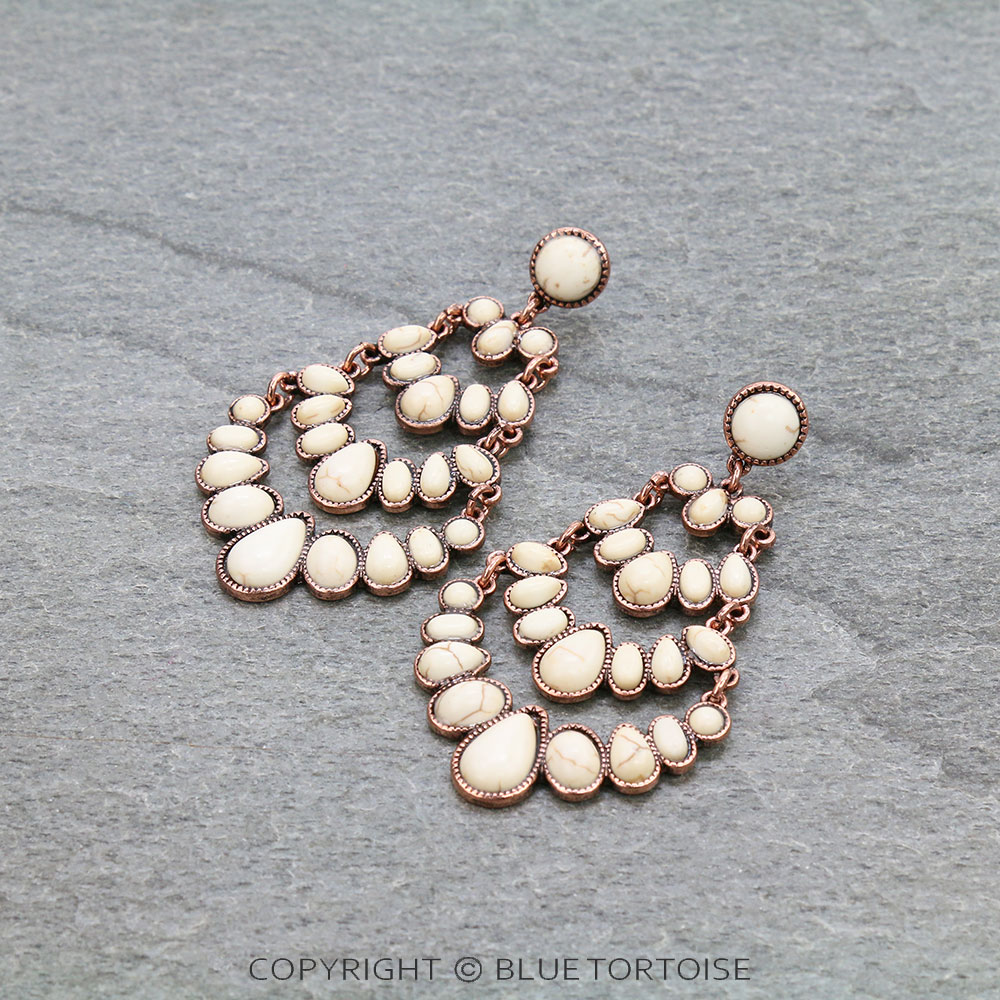 Western Teardrop Stone Stud Earrings
