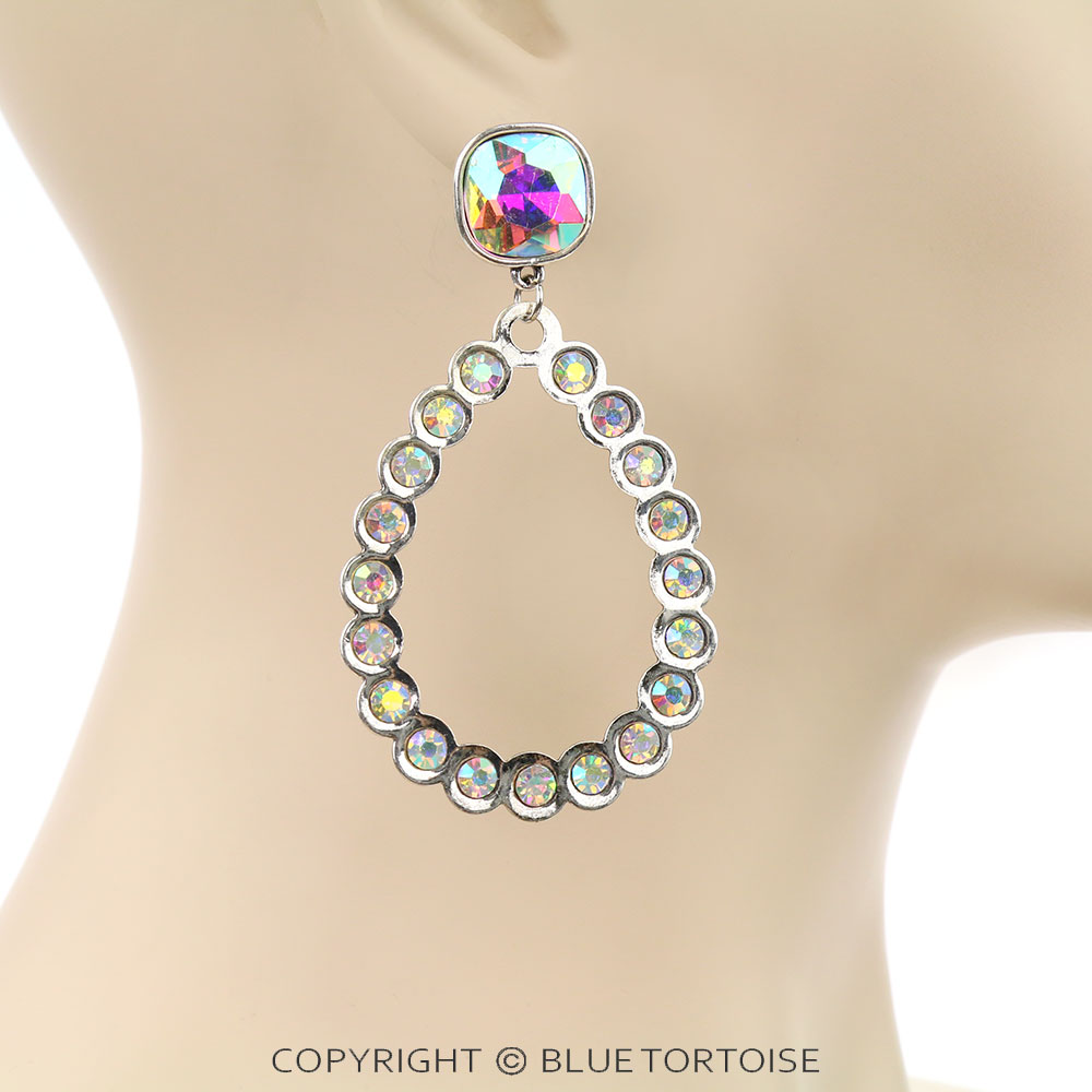 Glass Stone Teardrop Stud Earrings - Image 2