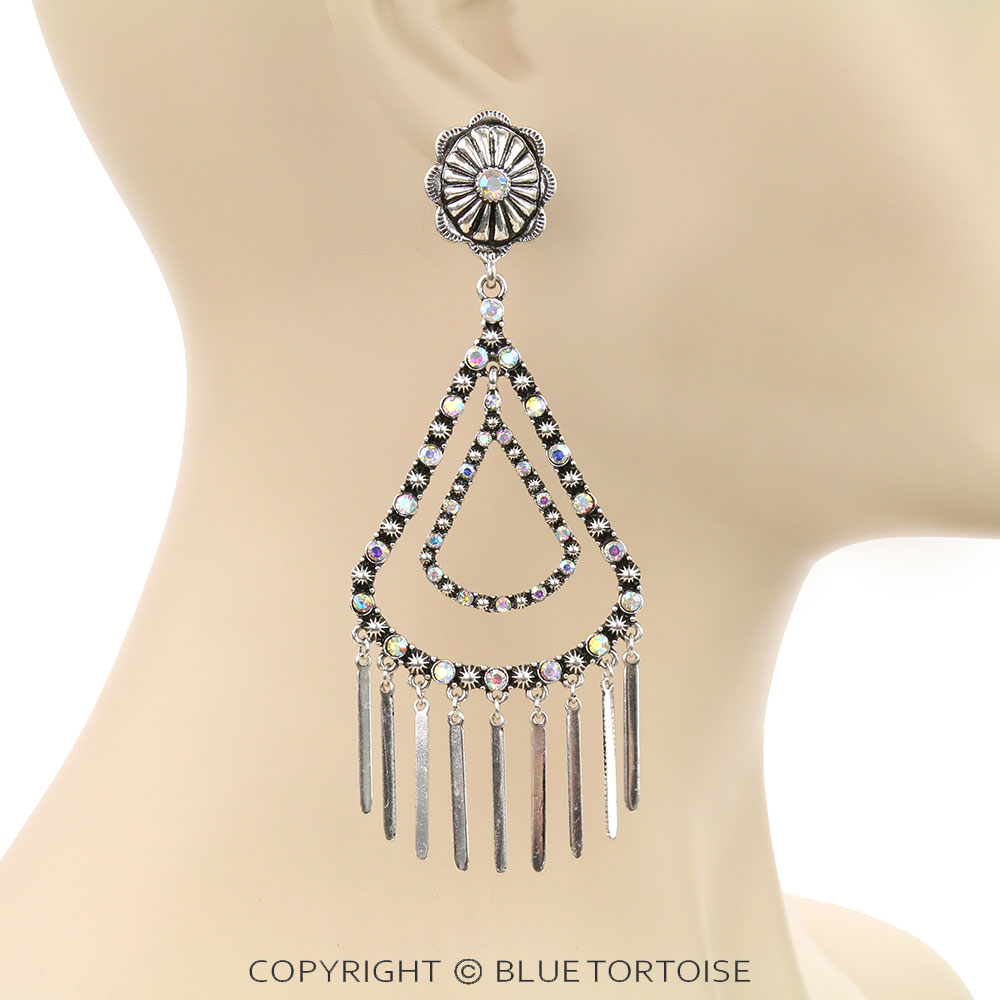 Western Stone with Concho Stud Earrings - Image 2
