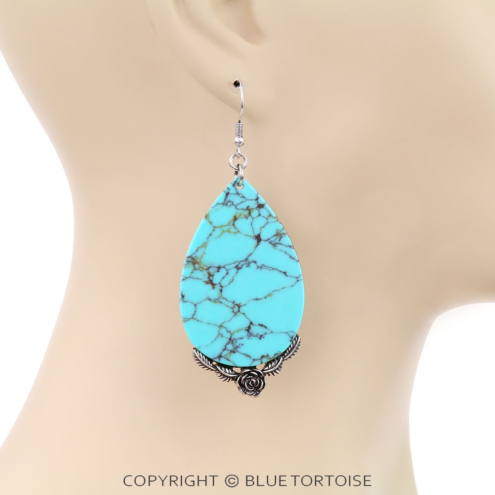 Western Stone Teardrop Dangle Earrings - Image 2