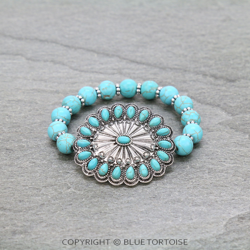 Western Concho Stone Stretch Bracelet