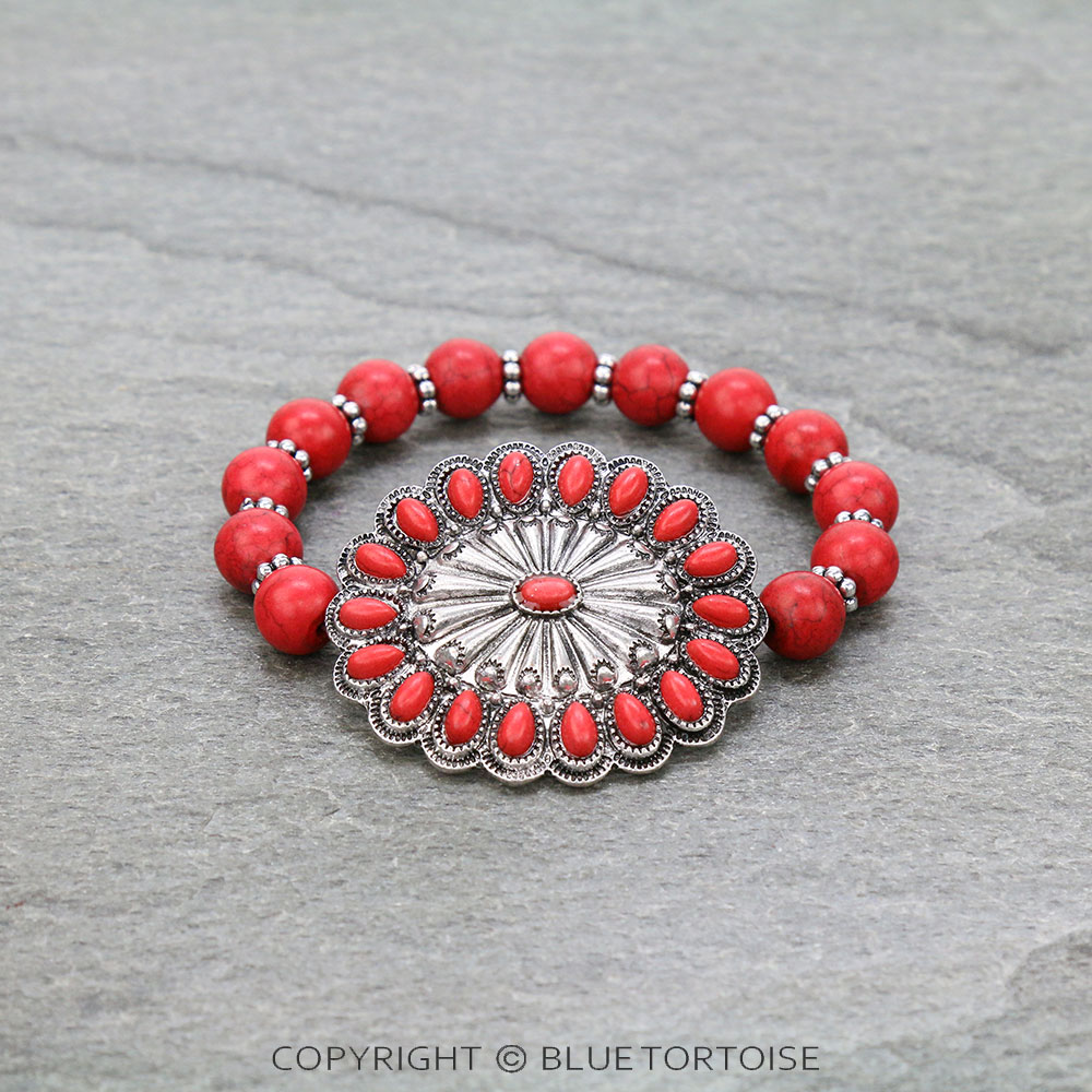 Western Concho Stone Stretch Bracelet