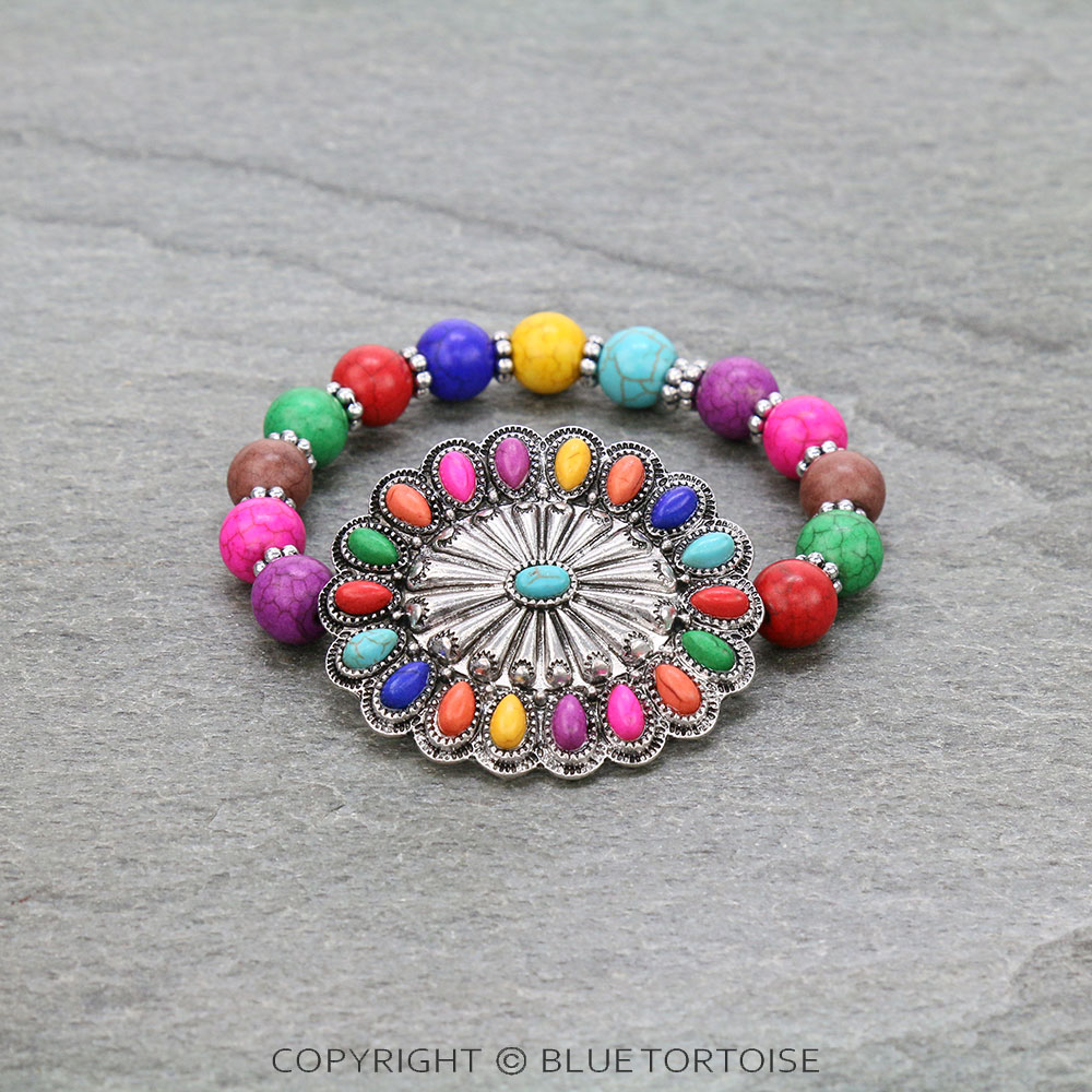 Western Concho Stone Stretch Bracelet