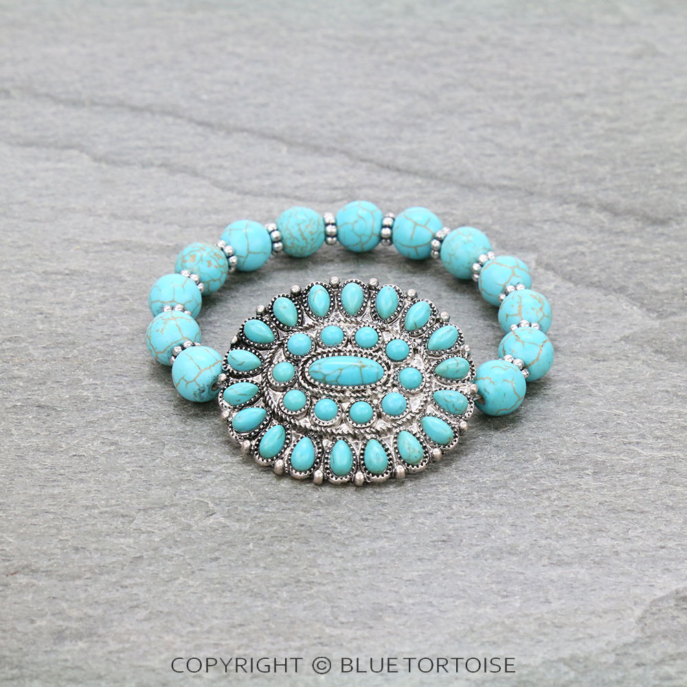 Western Concho Stone Stretch Bracelet