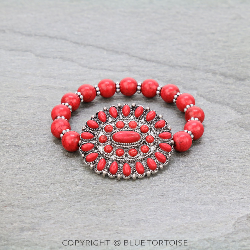Western Concho Stone Stretch Bracelet