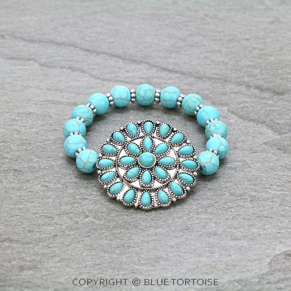 Western Concho Stone Stretch Bracelet