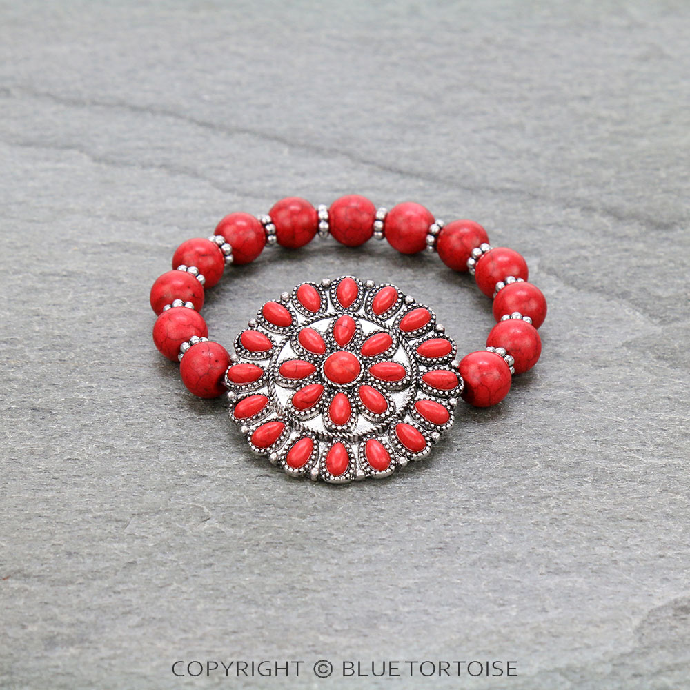 Western Concho Stone Stretch Bracelet