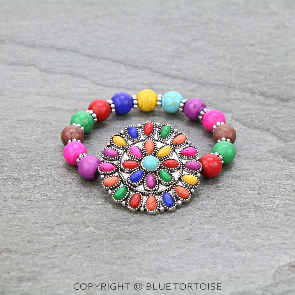 Western Concho Stone Stretch Bracelet