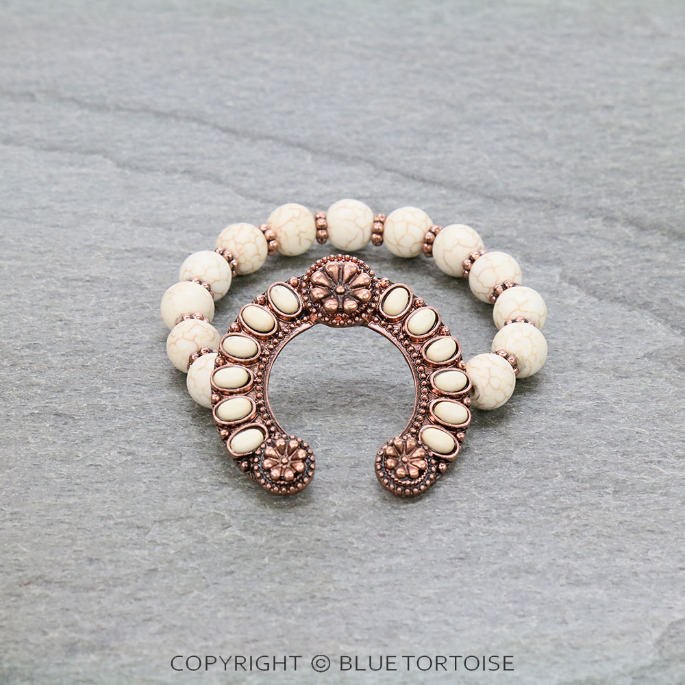Western Squash Blossom Stone Stretch Bracelet