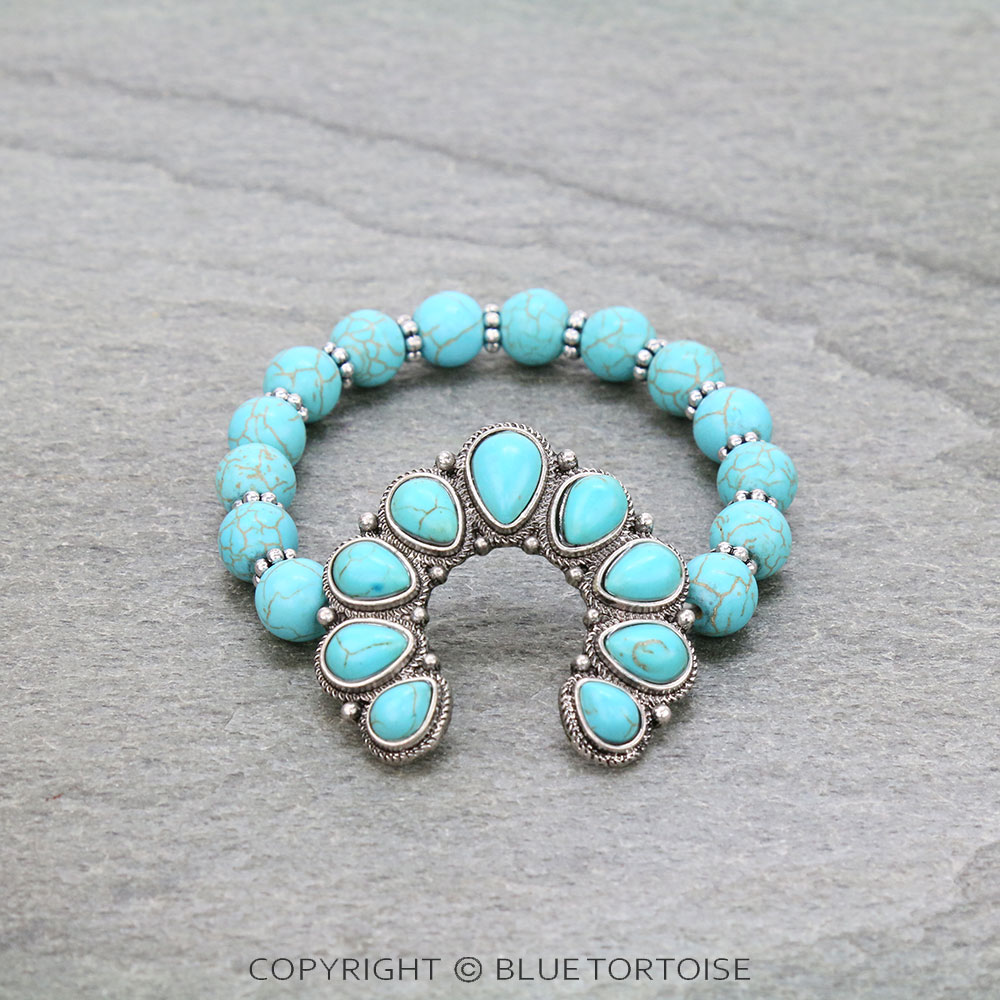Western Squash Blossom Stone Stretch Bracelet