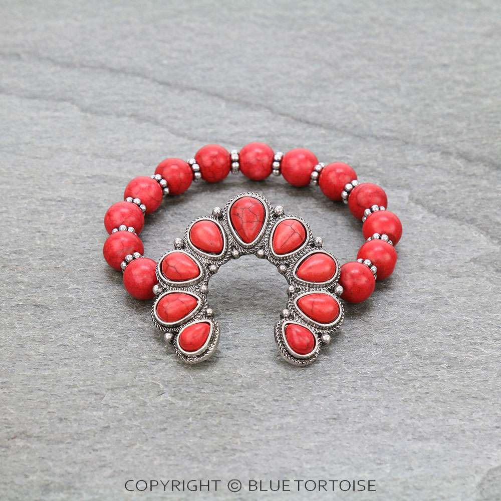 Western Squash Blossom Stone Stretch Bracelet