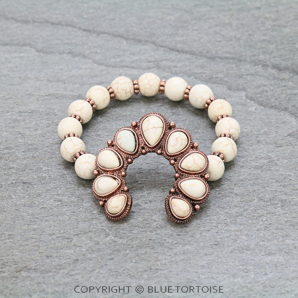 Western Squash Blossom Stone Stretch Bracelet