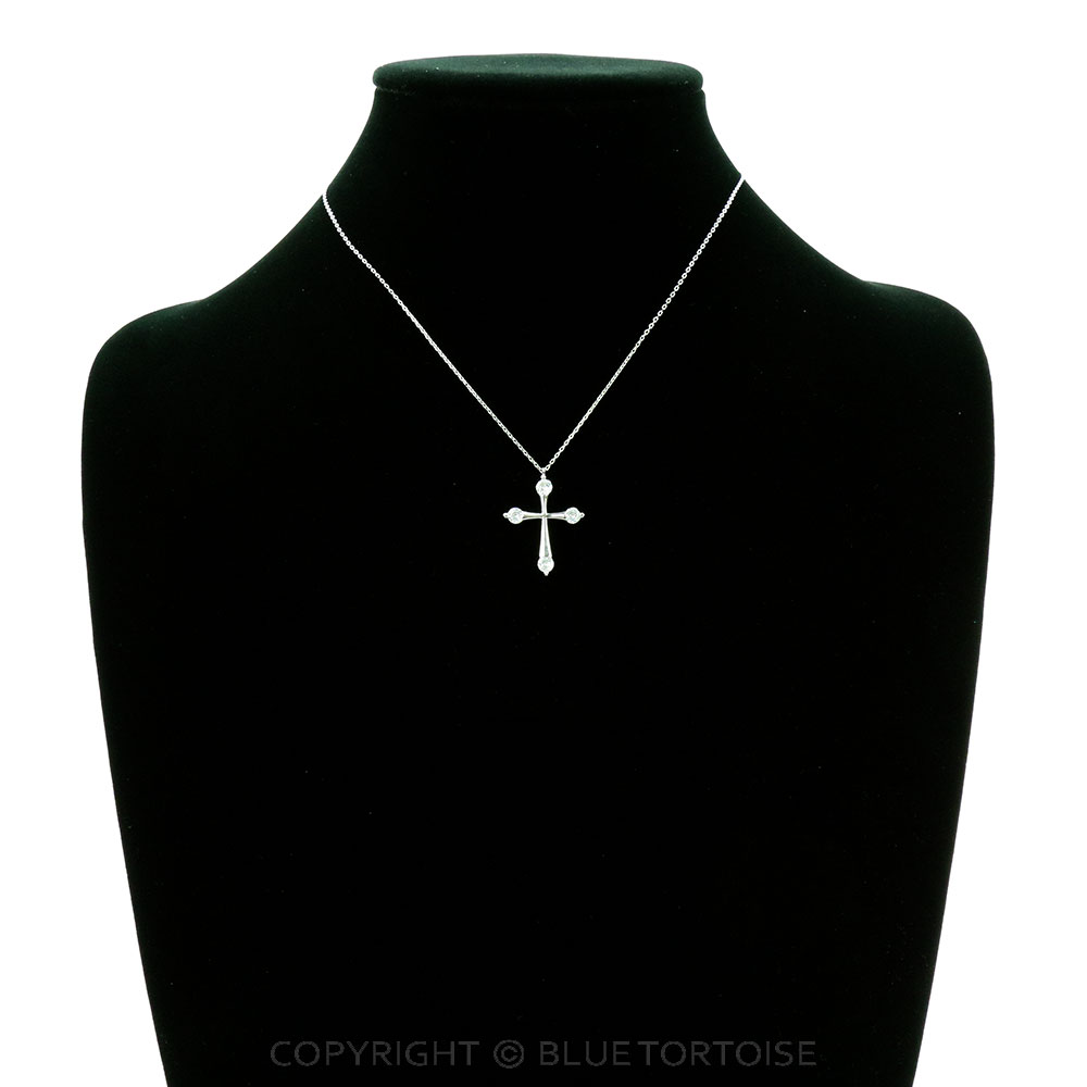 CZ Cross Pendant Necklace - Image 2