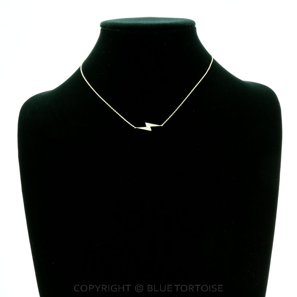 CZ Thunder Pendant Necklace - Image 2