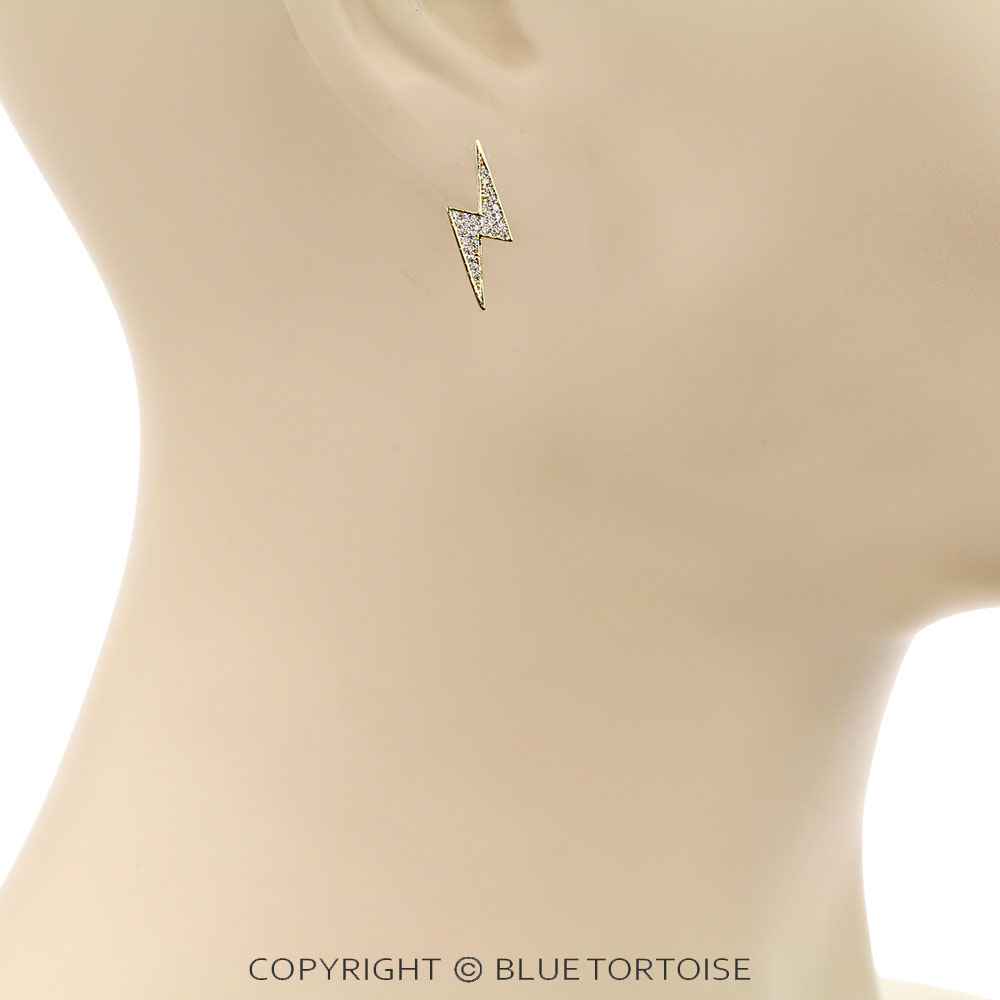 1-Inch CZ Thunder Stud Earrings - Image 2