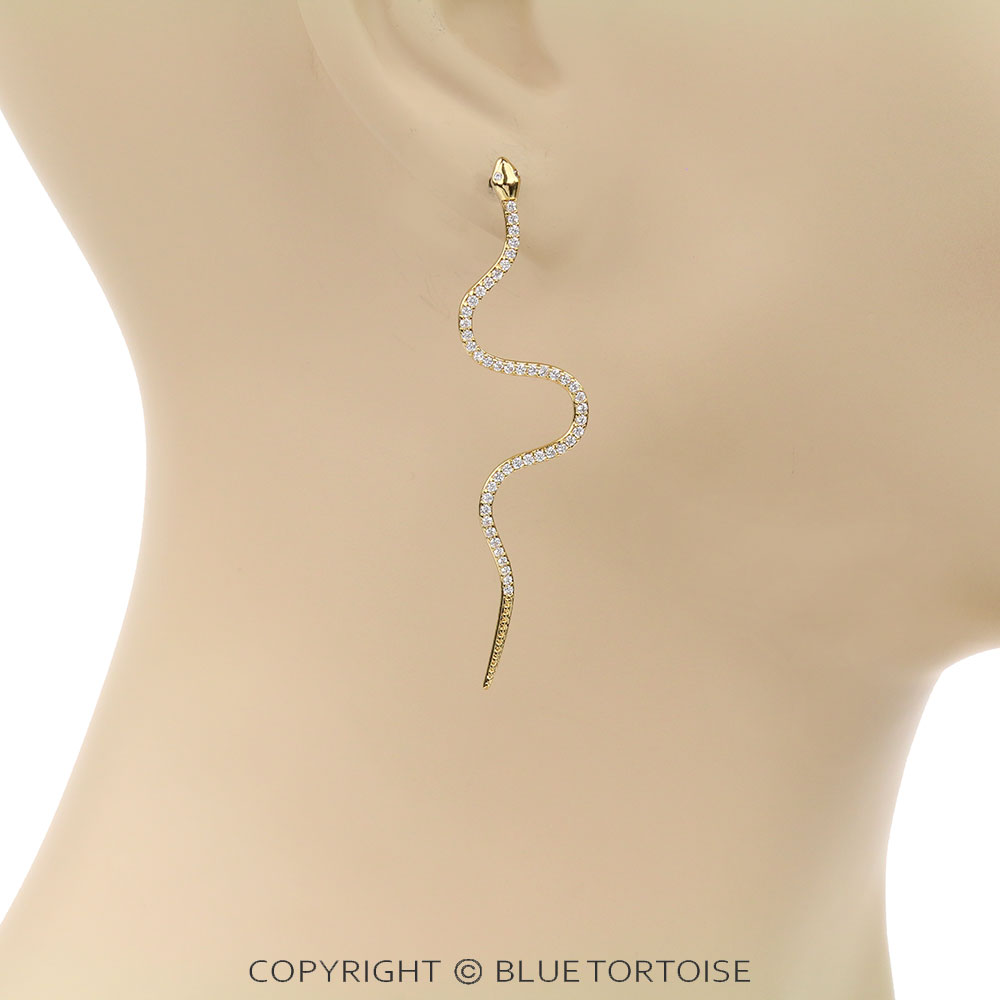 CZ Snake Stud Earrings - Image 2
