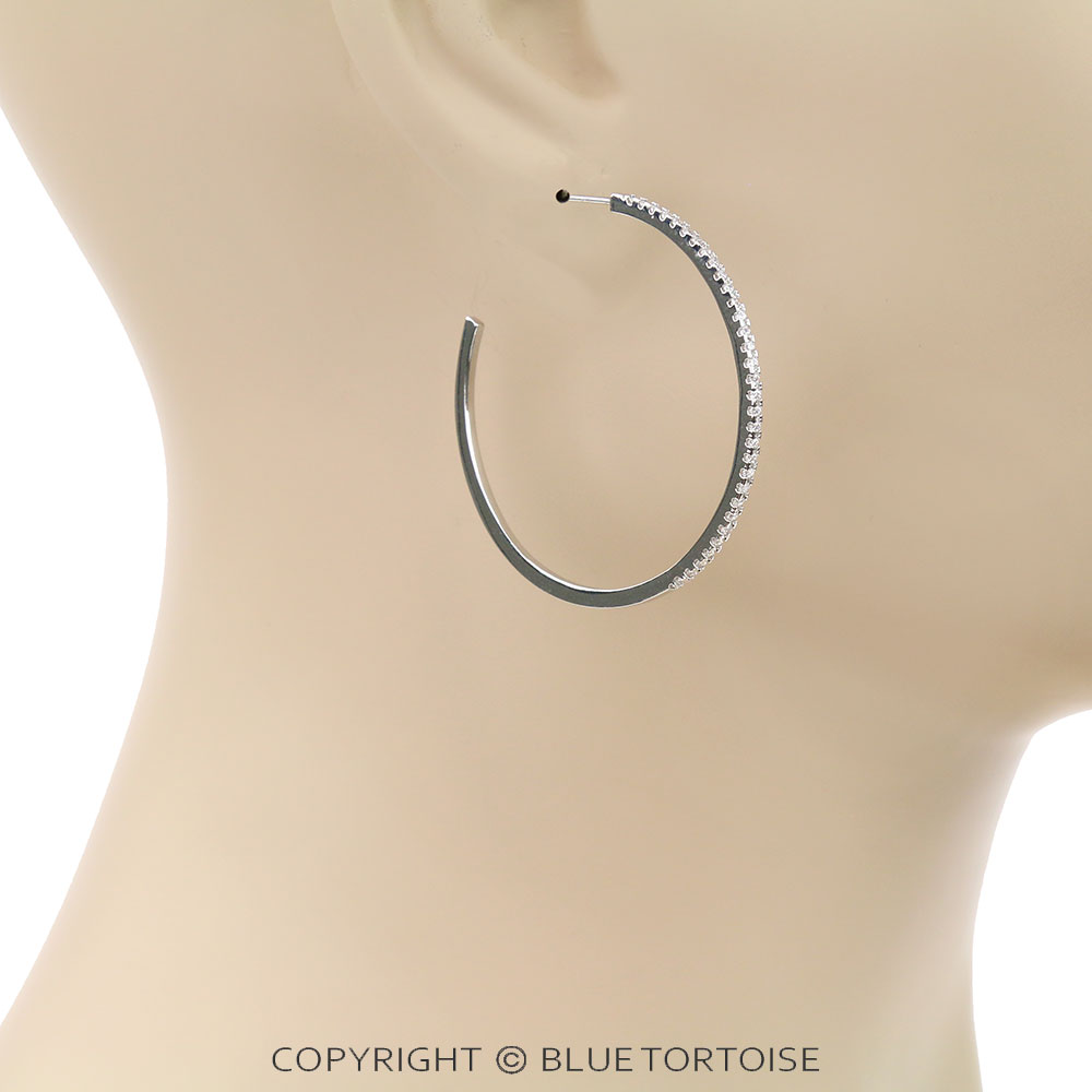 1.5-Inch CZ Hoop Earrings - Image 2