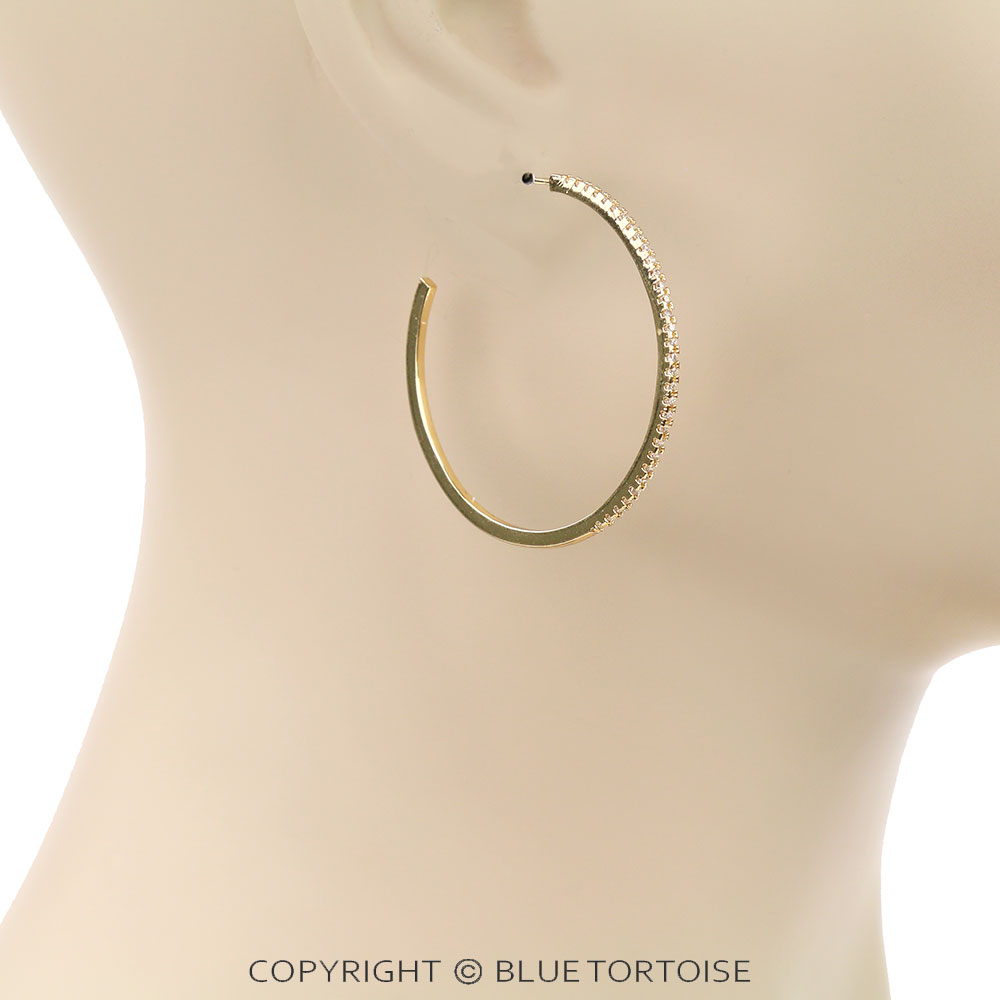 1.5-Inch CZ Hoop Earrings - Image 2