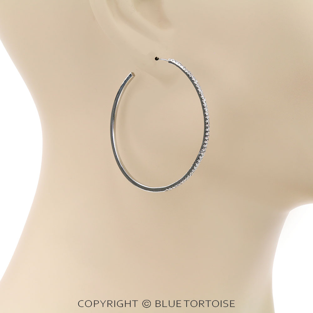 1.8-Inch CZ Hoop Earrings - Image 2