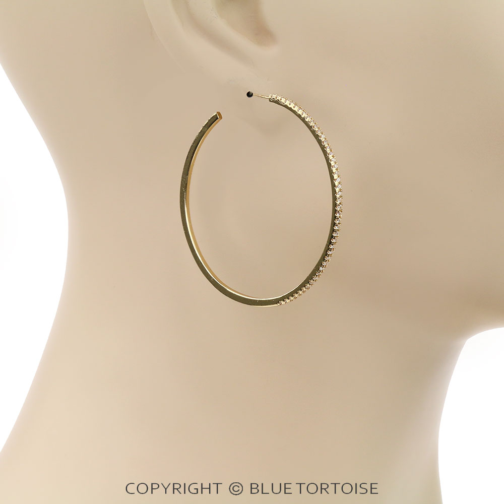 1.8-Inch CZ Hoop Earrings - Image 2