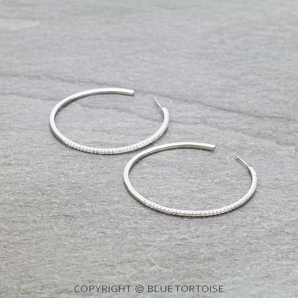 1.8-Inch CZ Hoop Earrings