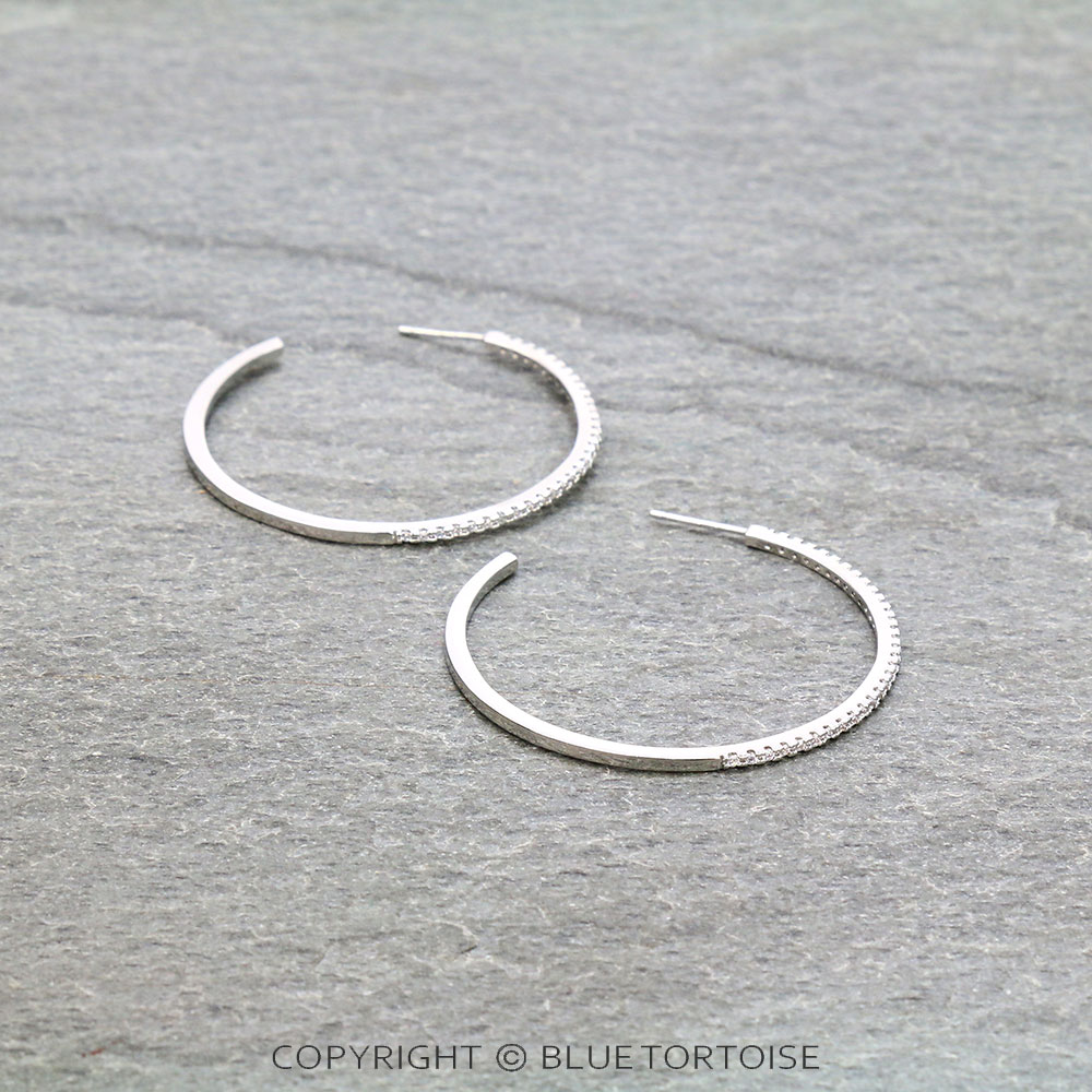 1.5-Inch CZ Hoop Earrings