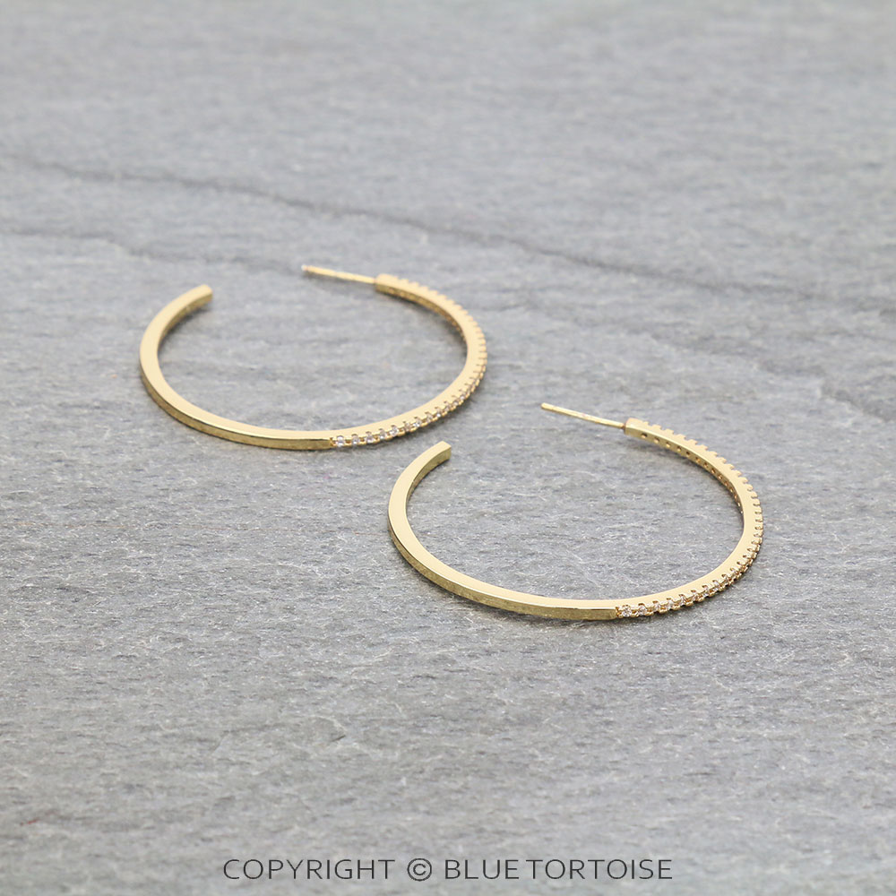 1.5-Inch CZ Hoop Earrings