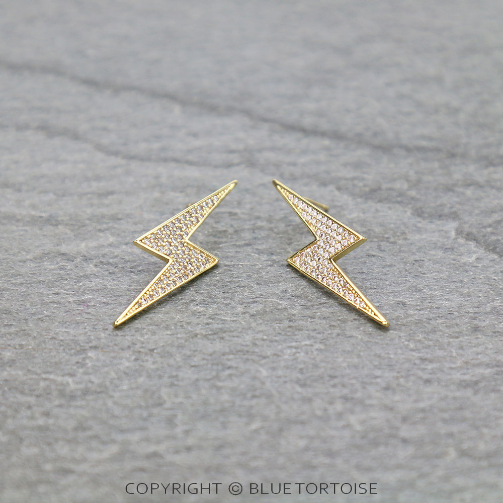1.5-Inch CZ Thunder Stud Earrings