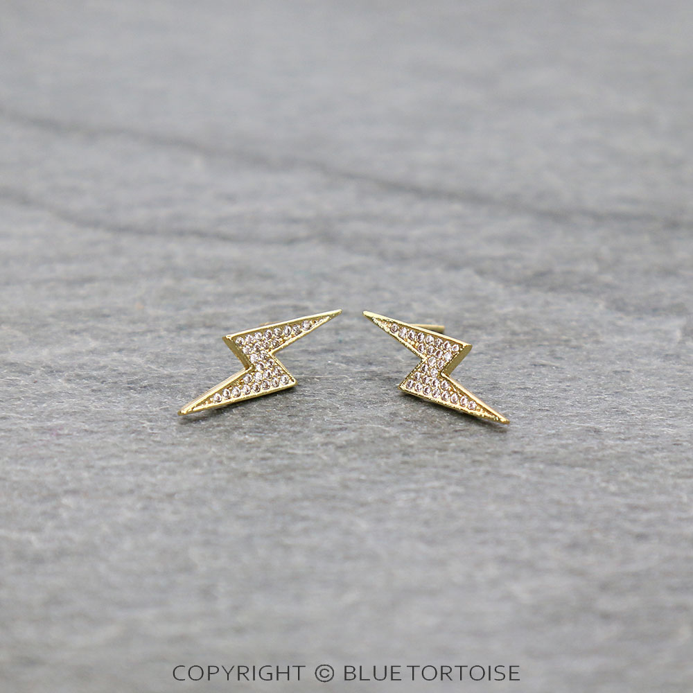1-Inch CZ Thunder Stud Earrings