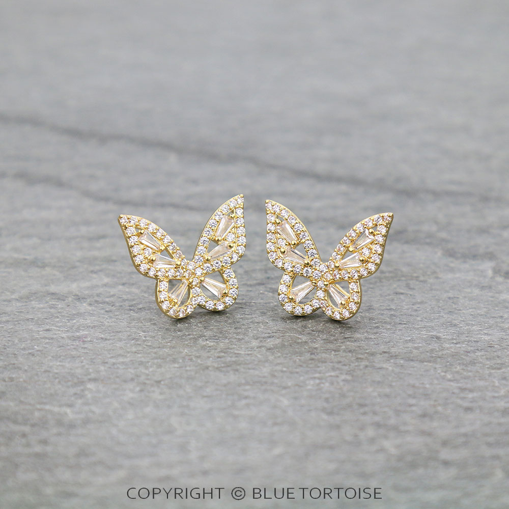 CZ Butterfly Stud Earrings