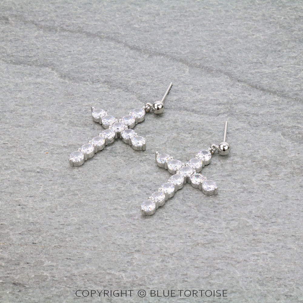 CZ Cross Stud Earrings