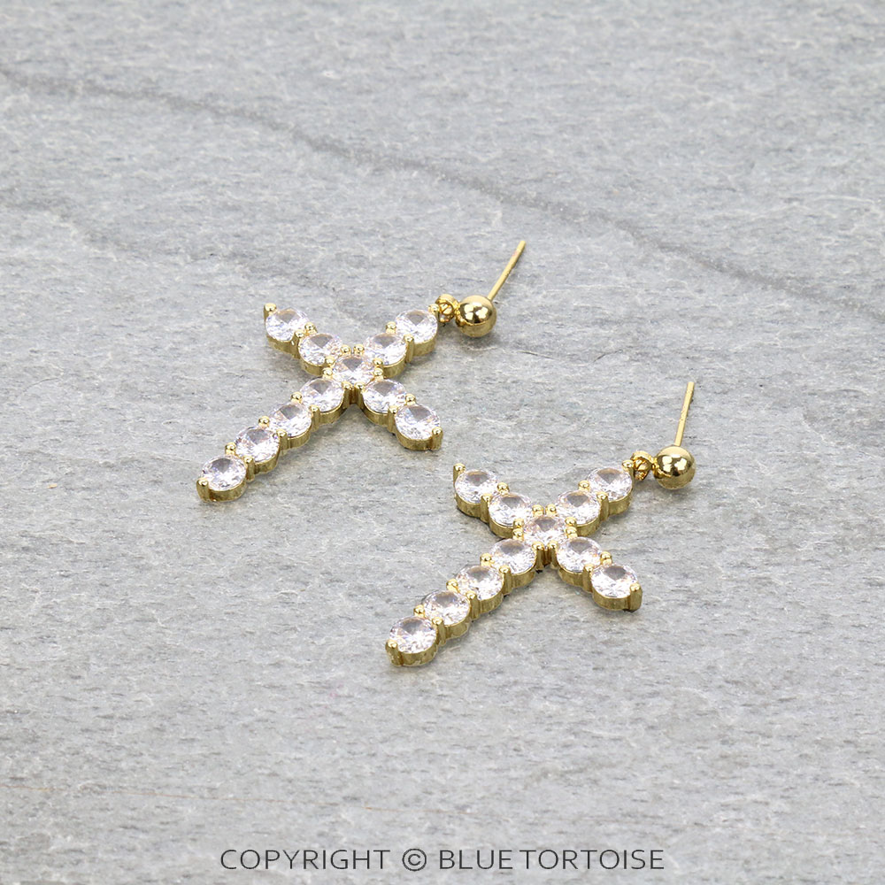 CZ Cross Stud Earrings
