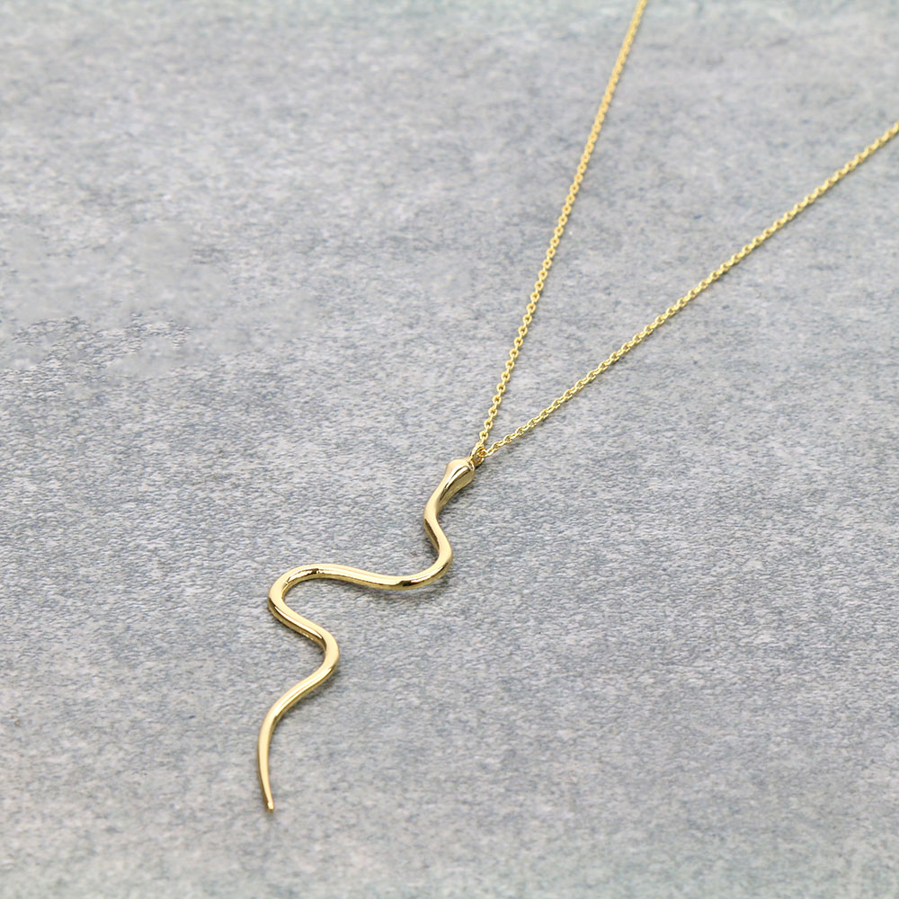 Snake Pendant Brass Necklace