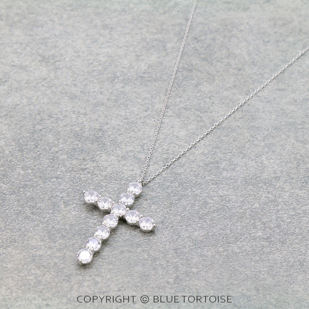 1.5-Inch CZ Cross Pendant Necklace