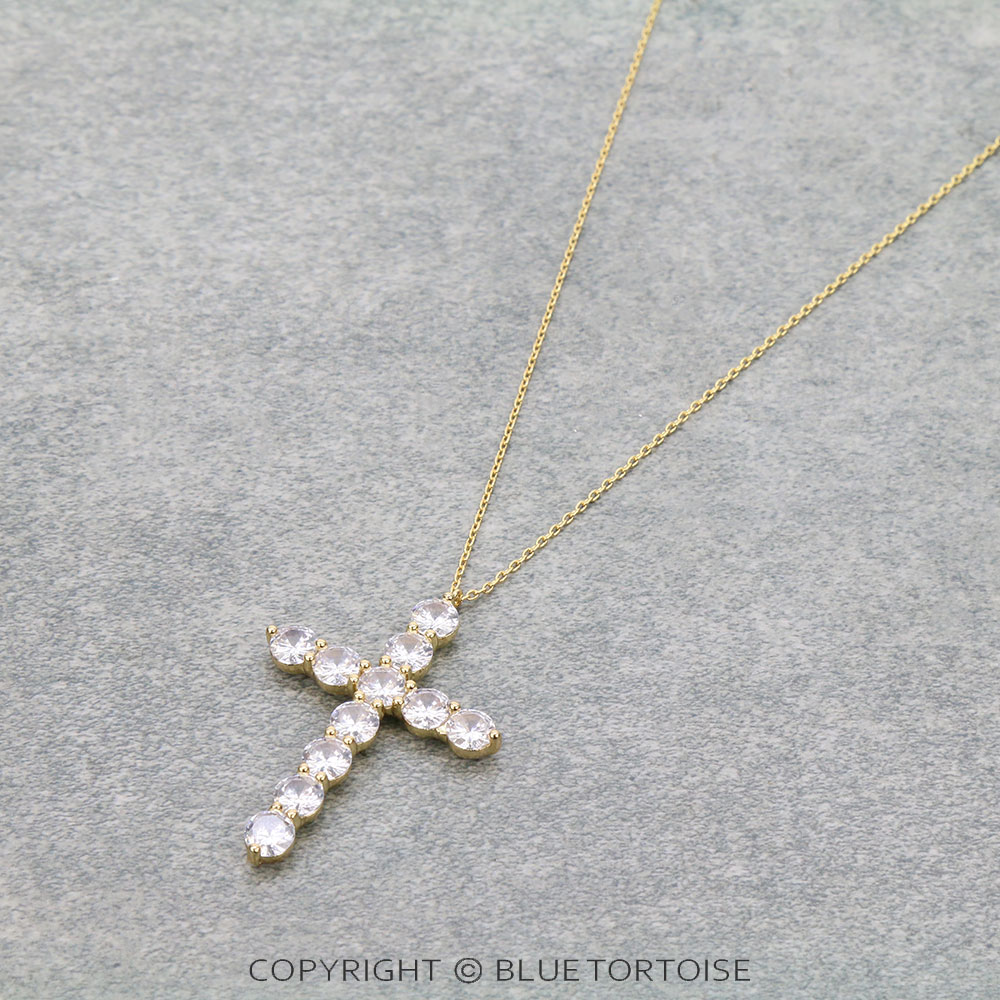 1.5-Inch CZ Cross Pendant Necklace
