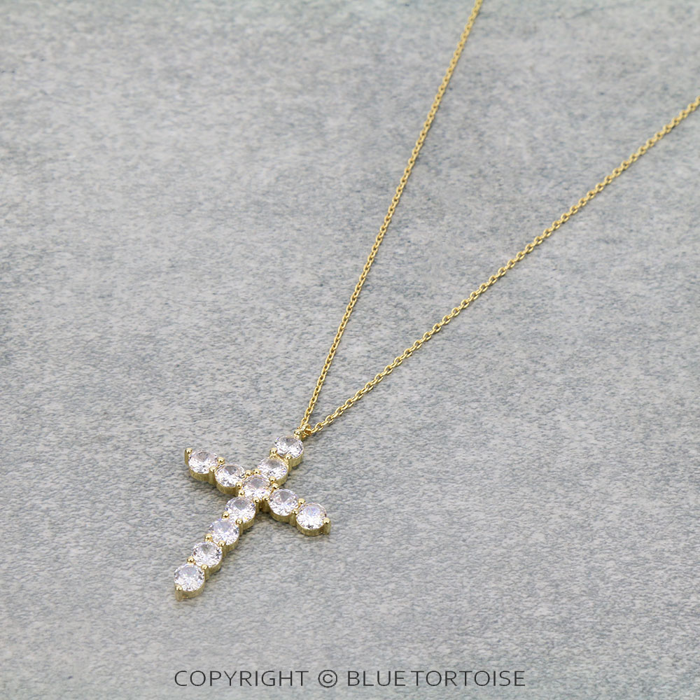 1.25-Inch CZ Cross Pendant Necklace