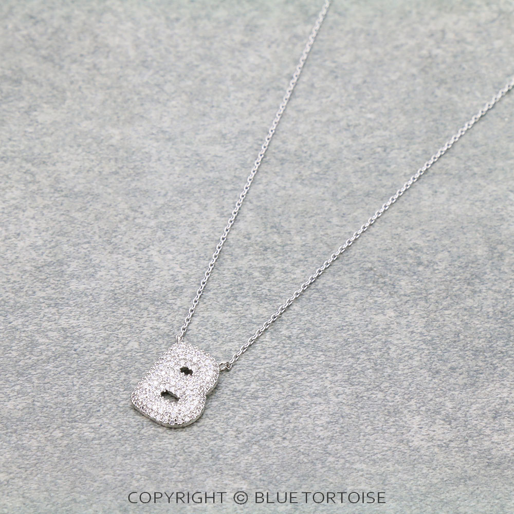 CZ Initial "B" Stone Necklace