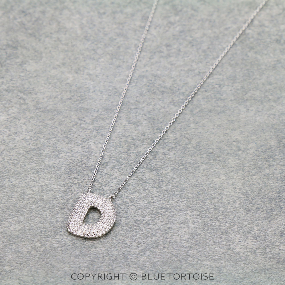CZ Initial "D" Stone Necklace