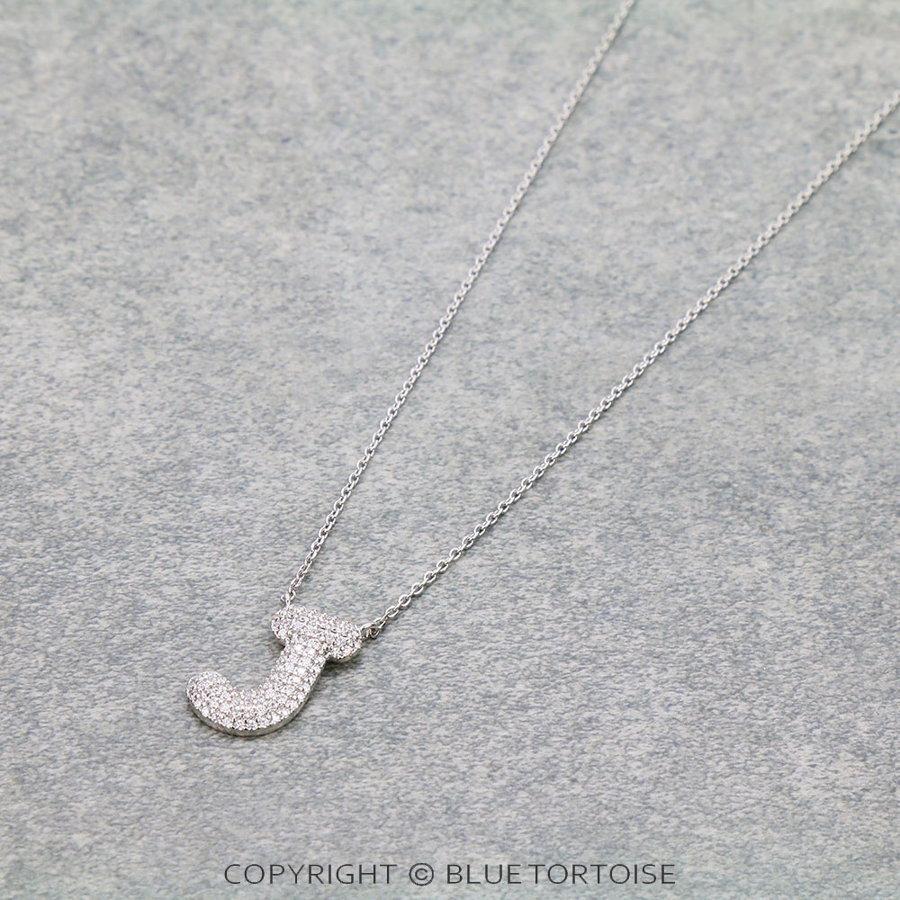 CZ Initial "J" Stone Necklace
