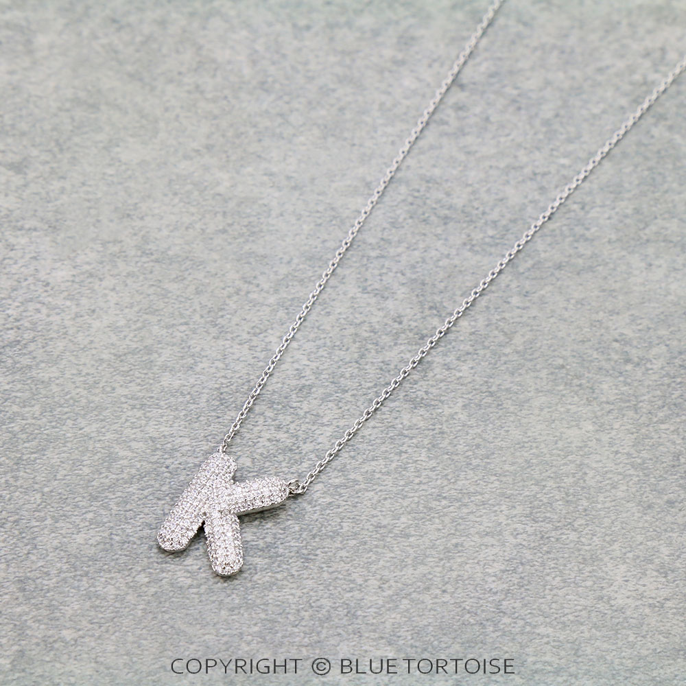 CZ Initial "K" Stone Necklace
