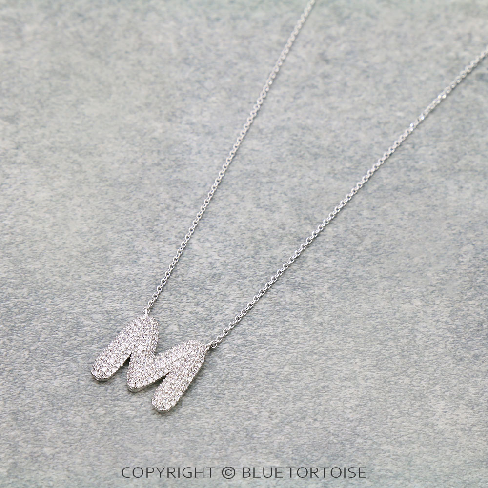 CZ Initial "M" Stone Necklace
