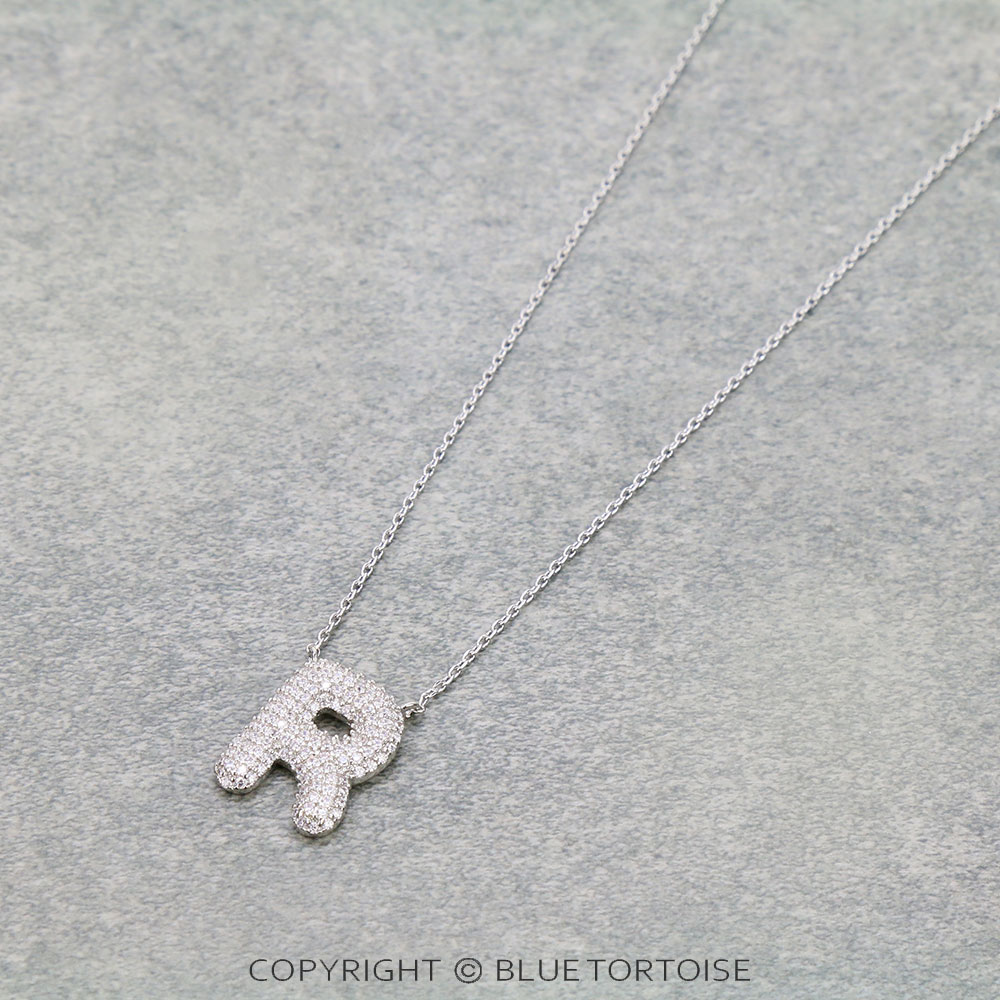 CZ Initial "R" Stone Necklace