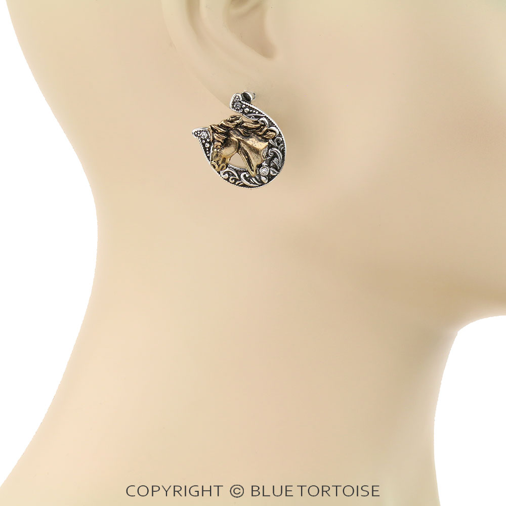 Western Horseshoe Stud Earrings - Image 2