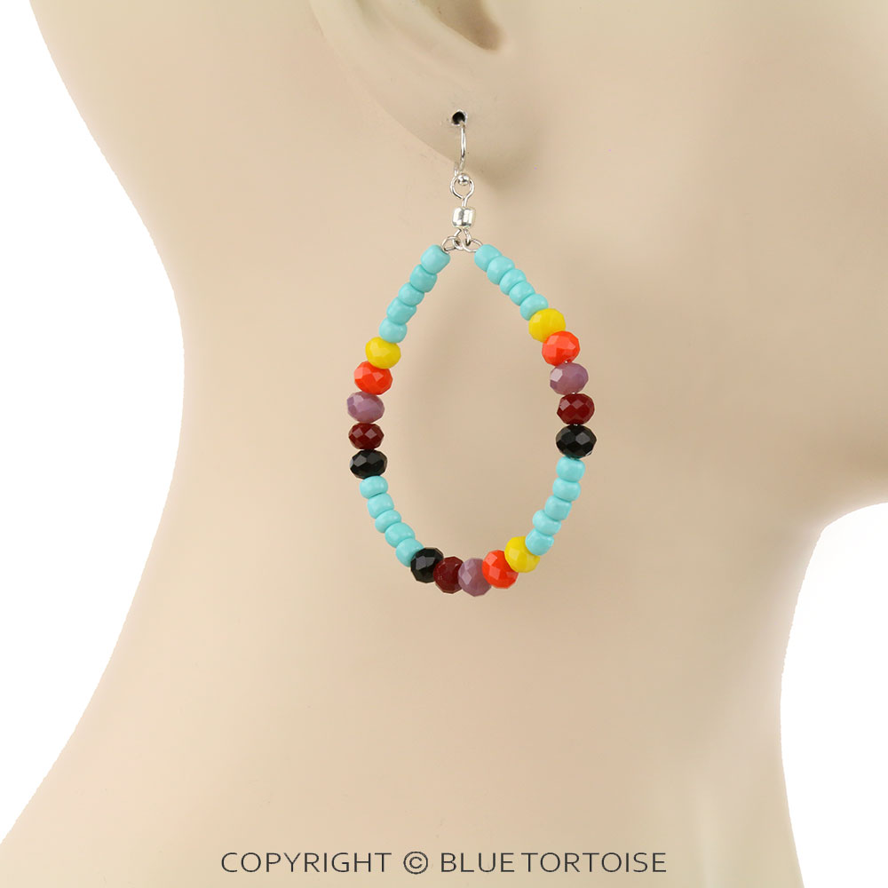 Bead Teardrop Dangle Earrings - Image 2