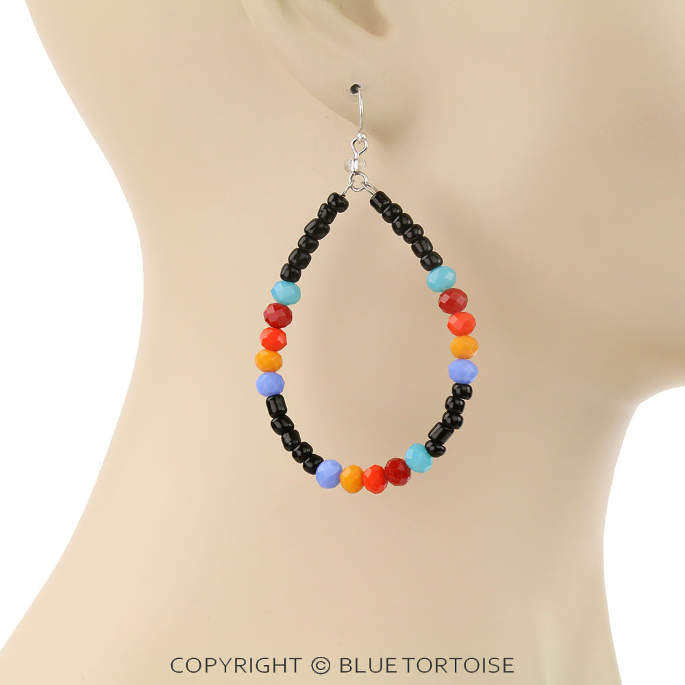Bead Teardrop Dangle Earrings - Image 2