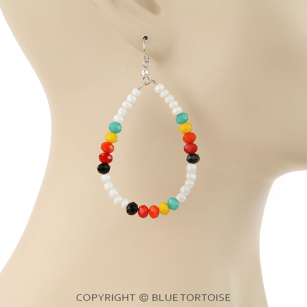 Bead Teardrop Dangle Earrings - Image 2